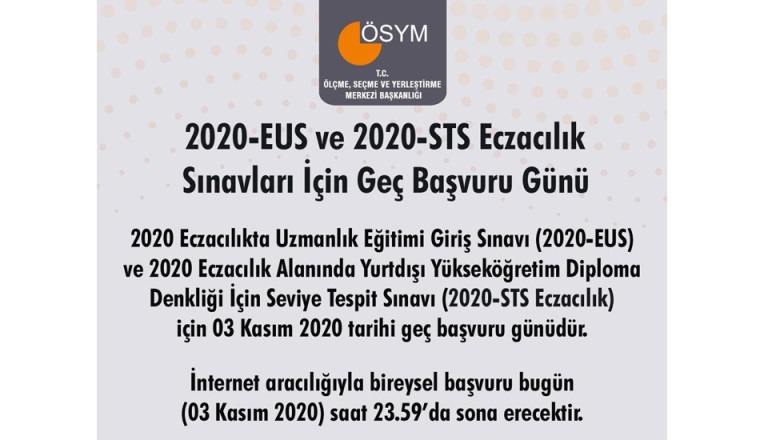 2020-EUS ve 2020-STS Eczacılık Adaylarımızın Dikkatine!